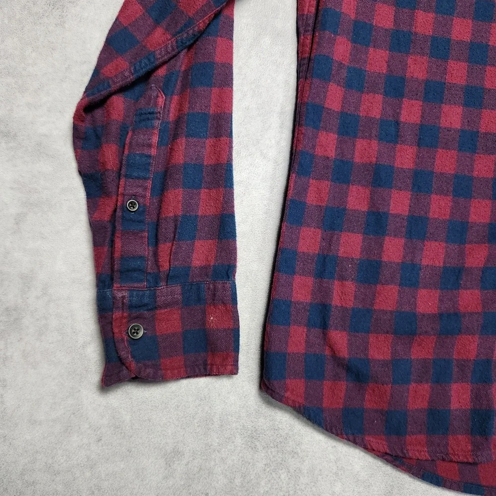 J‎ Crew Flannel Shirts Mens Medium Slim Fit Blue Black Buffalo Plaid - Lot of 2